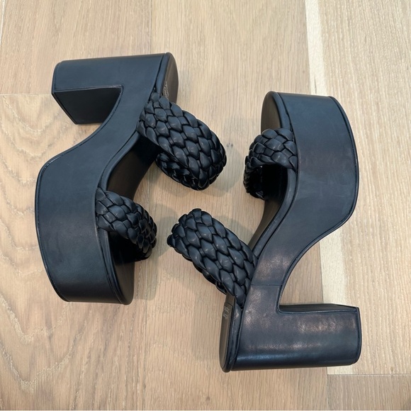 Jeffery Campbell Bamba Braided Platform Heels Black Womens Size 8 Chunky Sandals - Picture 10 of 15
